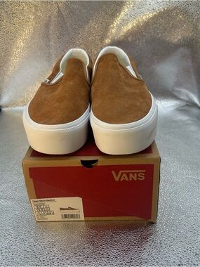 Vans Brown Suede Slip-On Platform Sneakers